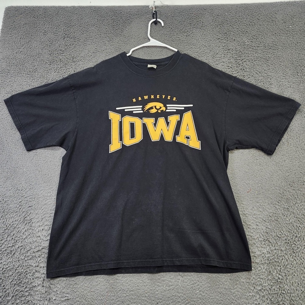 Vintage Iowa Hawkeyes Graphic Shirt Mens 2XL Black NCAA Football Soffe USA
